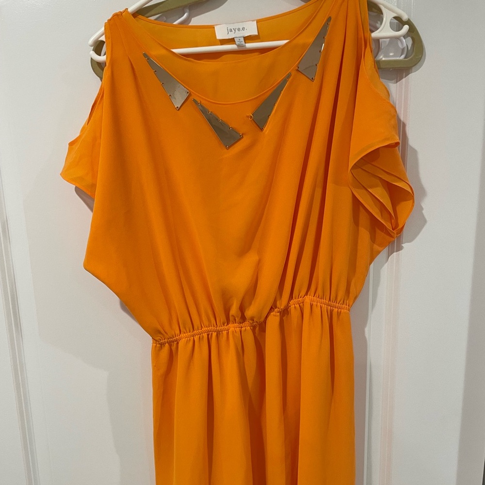 Chic Asymmetrical Orange Dress